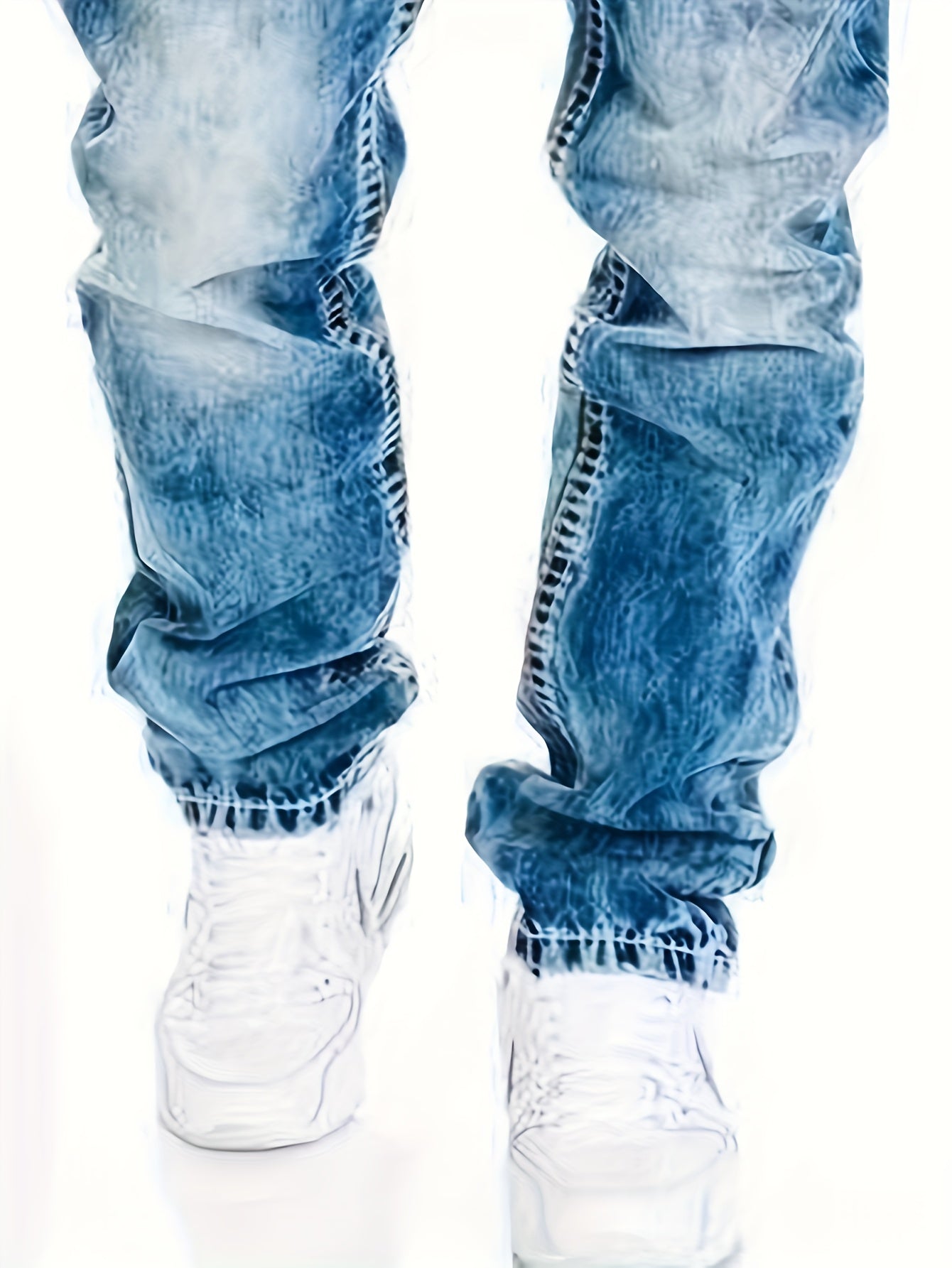 Men's Slim Fit Jeans - Black Denim Distressed