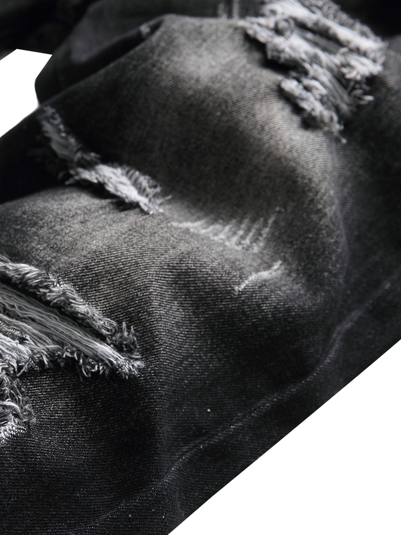 Men's Slim Fit Jeans - Black Denim Distressed Everyday