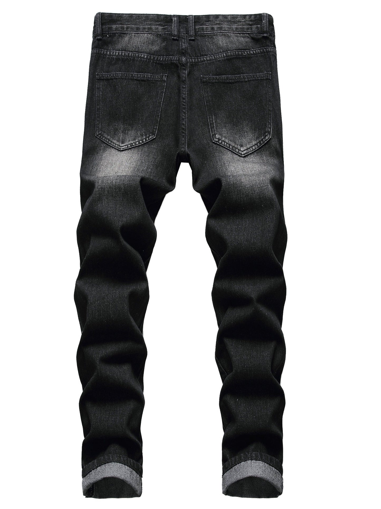 Men's Slim Fit Jeans - Black Denim Distressed Everyday
