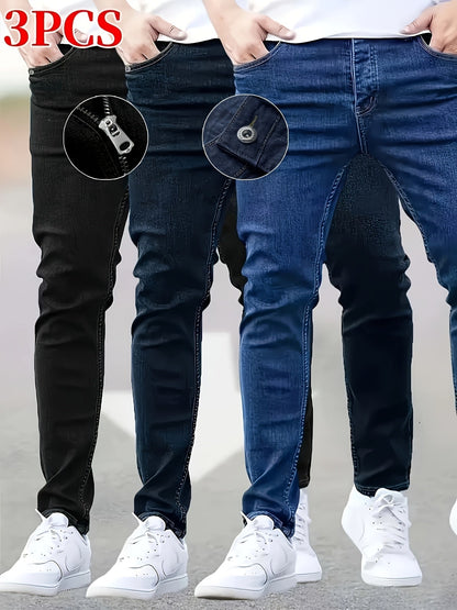 Men's Black + Navy + Sea Blue Jeans - product view 4