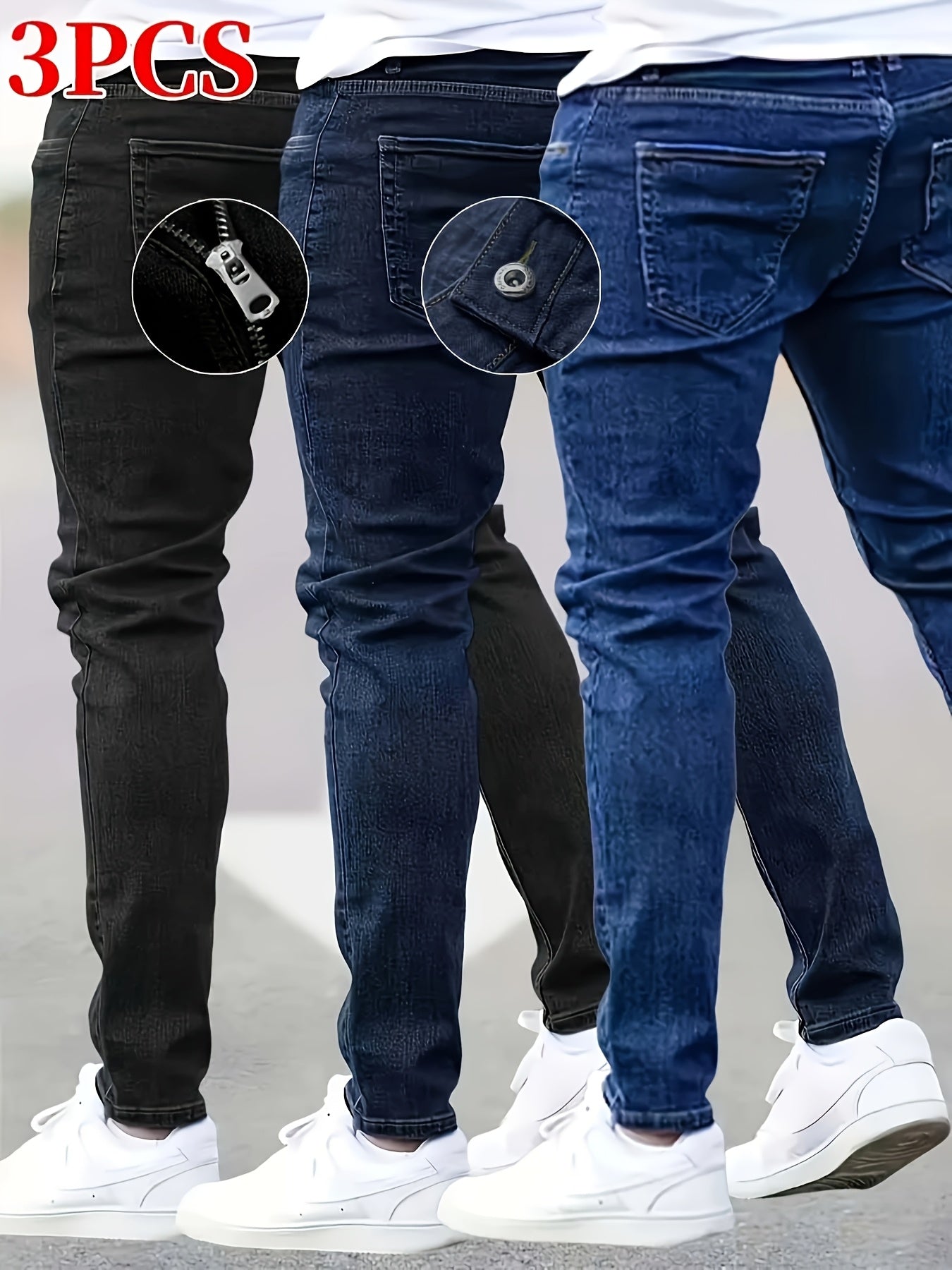 Men's Slim Fit Jeans - Classic Wash Clean Finish