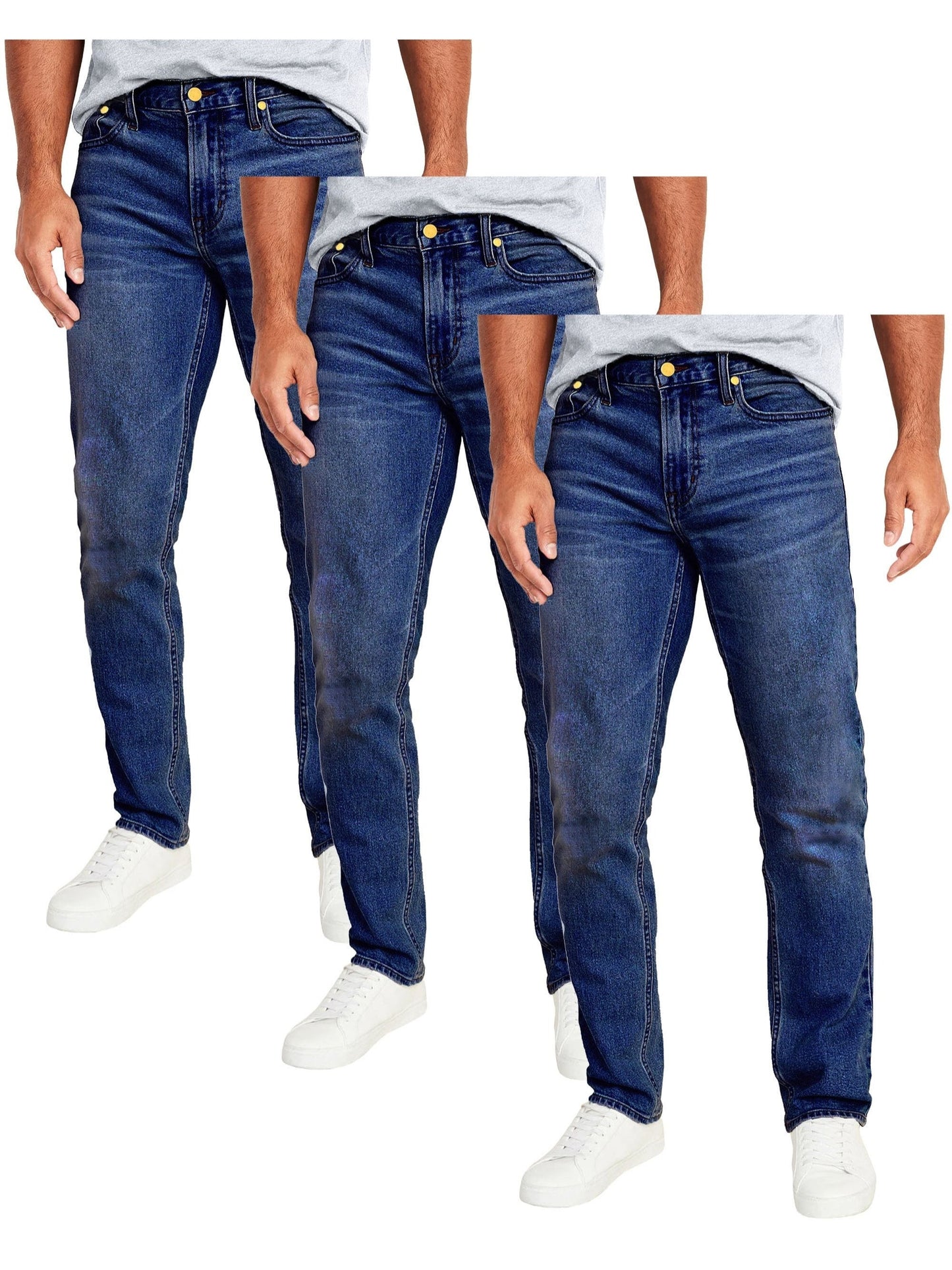 Men's Medium Blue x3 Cotton Slim-Fit Jeans - product view 4