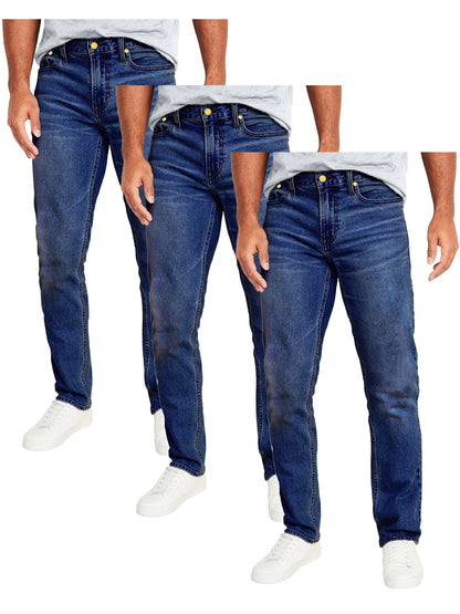 Men's Medium Blue x3 Cotton Slim-Fit Jeans - product view 4
