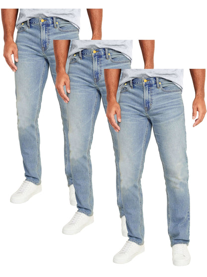 Men's Medium Blue x3 Cotton Slim-Fit Jeans - product view 10