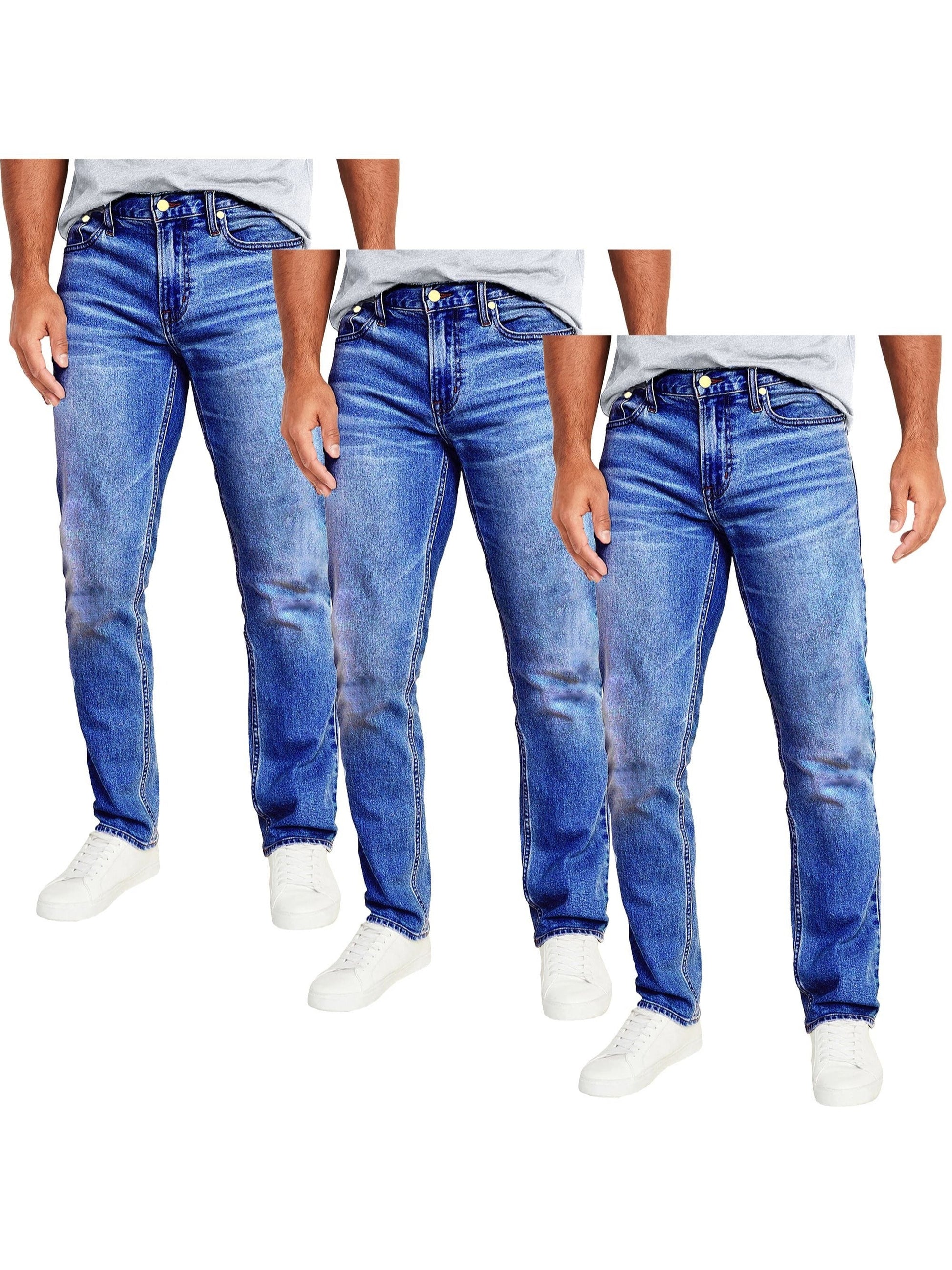 Men's Medium Blue x3 Cotton Slim-Fit Jeans - product view 7