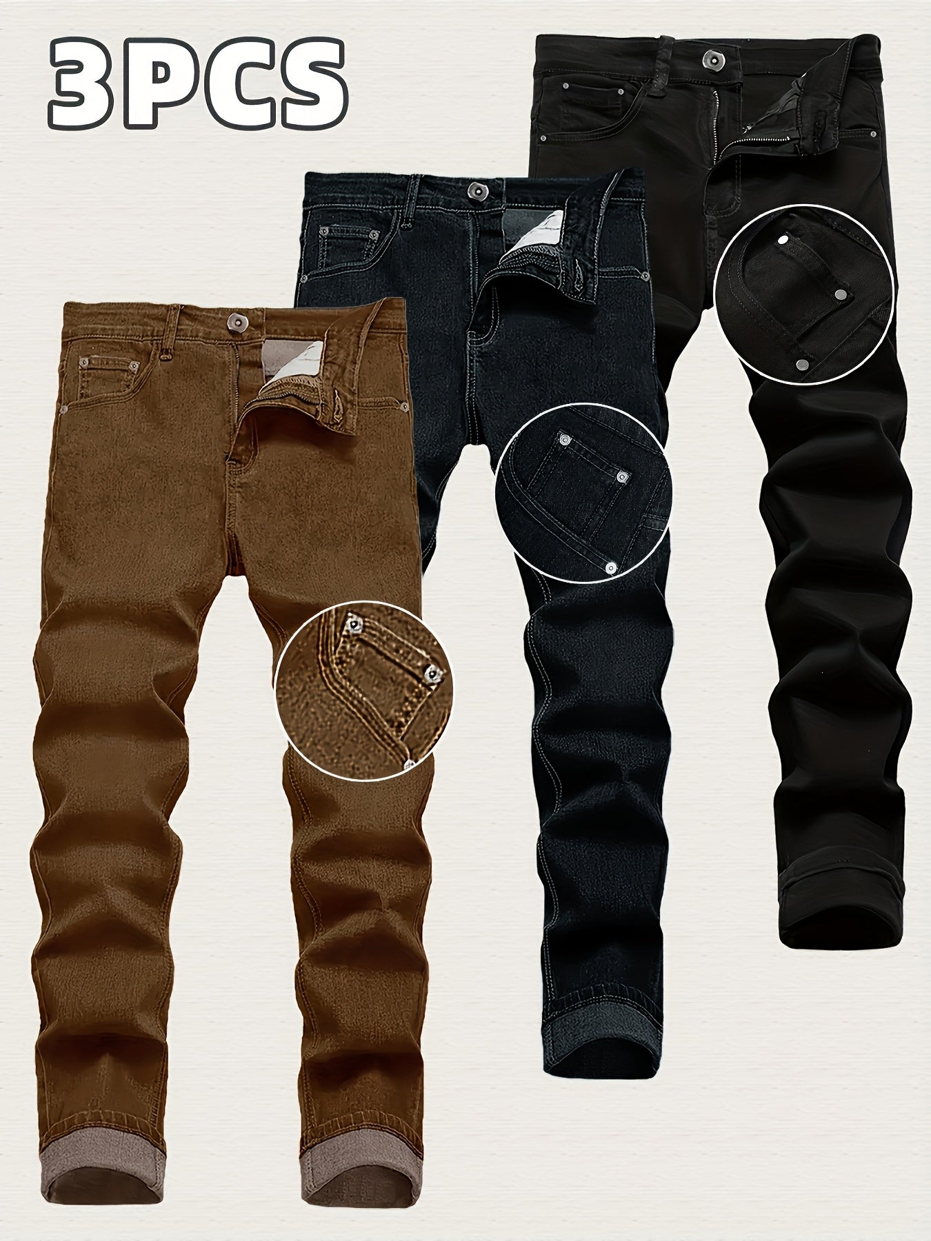 Men's Slim Fit Jeans - Classic Wash Clean Finish Modern
