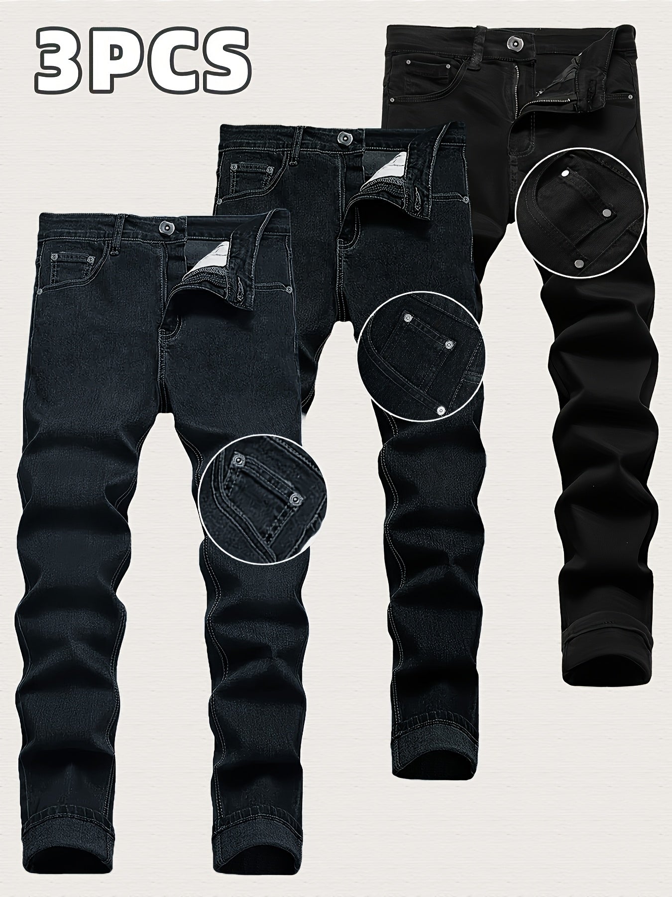 Men's Slim Fit Jeans - Classic Wash Clean Finish Modern