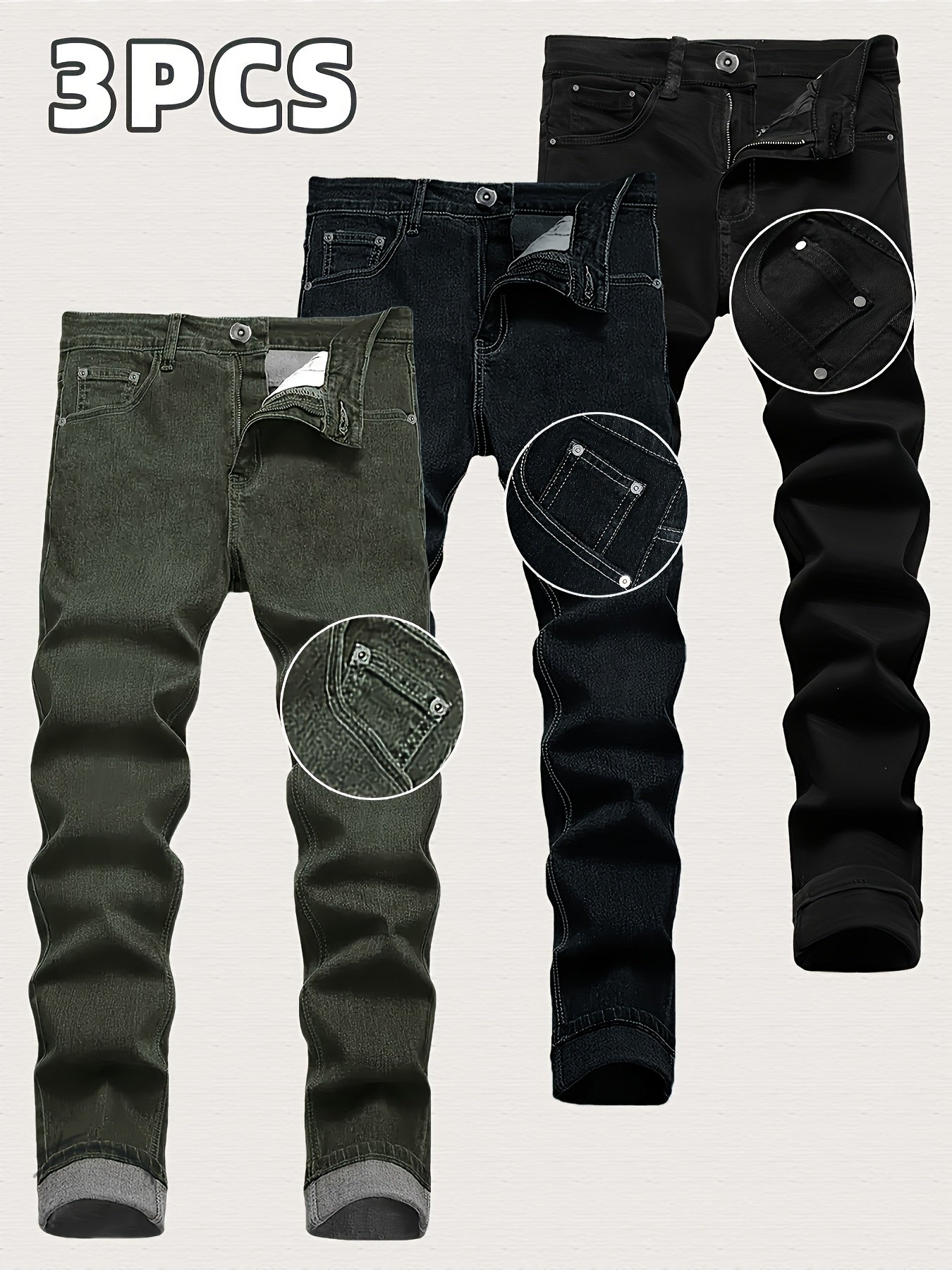 Men's Slim Fit Jeans - Classic Wash Clean Finish Modern