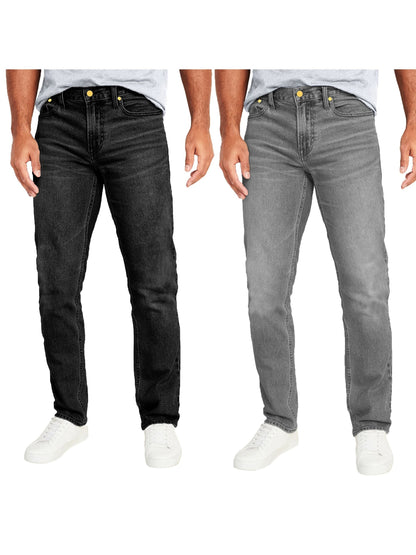Men's Grey-Grey Cotton Slim-Fit Jeans - product view 1