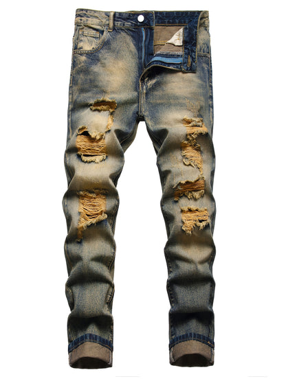 Men's Slim Fit Jeans - Classic Wash Distressed