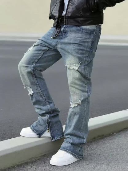 Men's Slim Fit Jeans - Classic Wash Distressed Modern