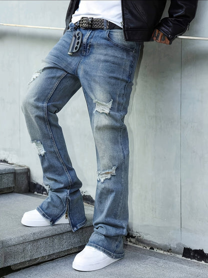 Men's Slim Fit Jeans - Classic Wash Distressed Modern