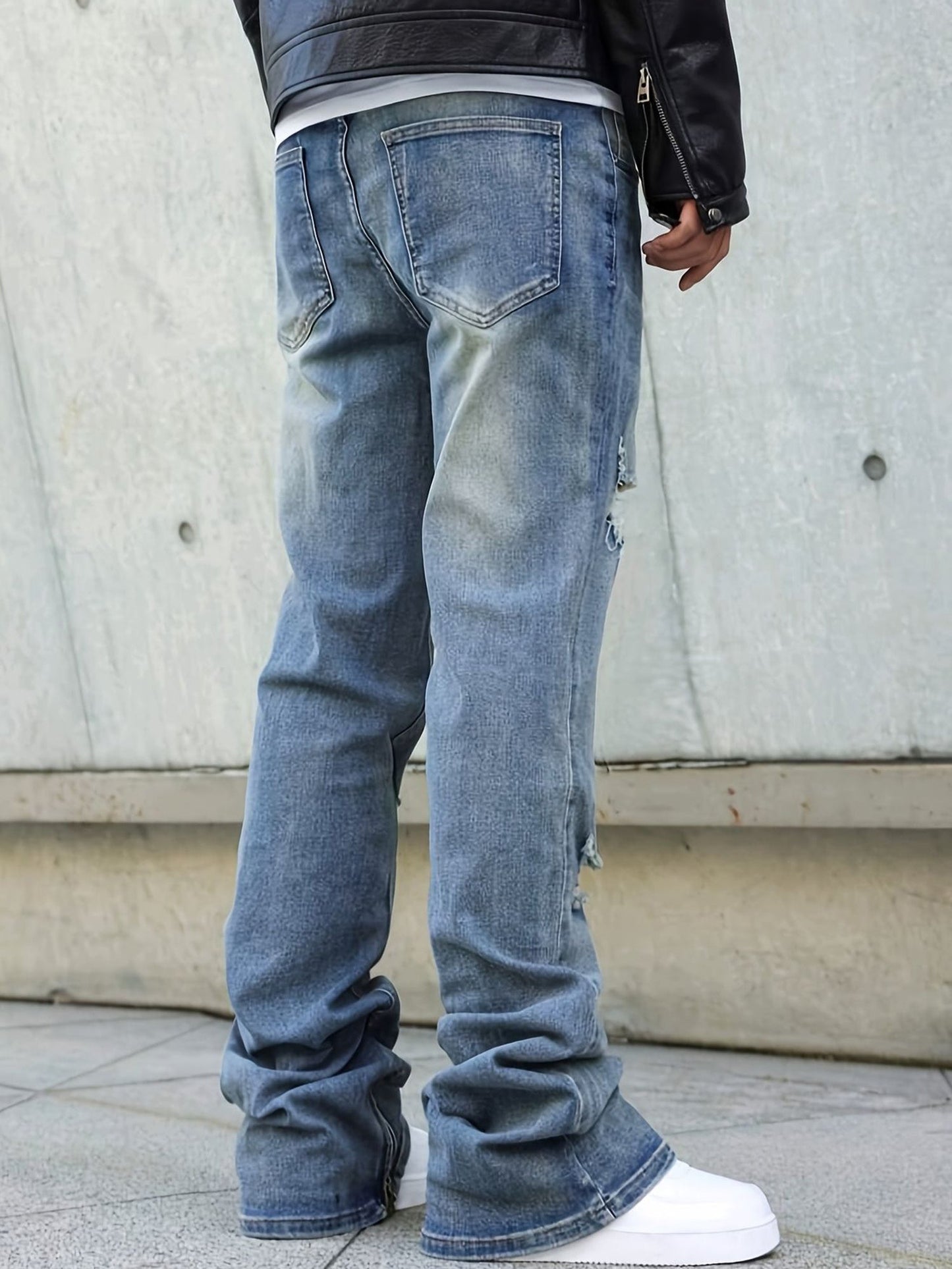 Men's Slim Fit Jeans - Classic Wash Distressed Modern