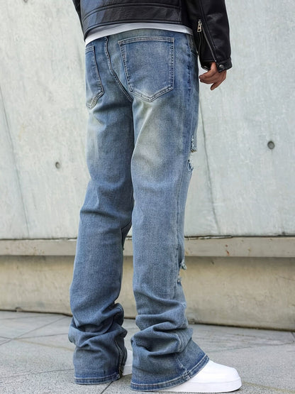 Men's Slim Fit Jeans - Classic Wash Distressed Modern