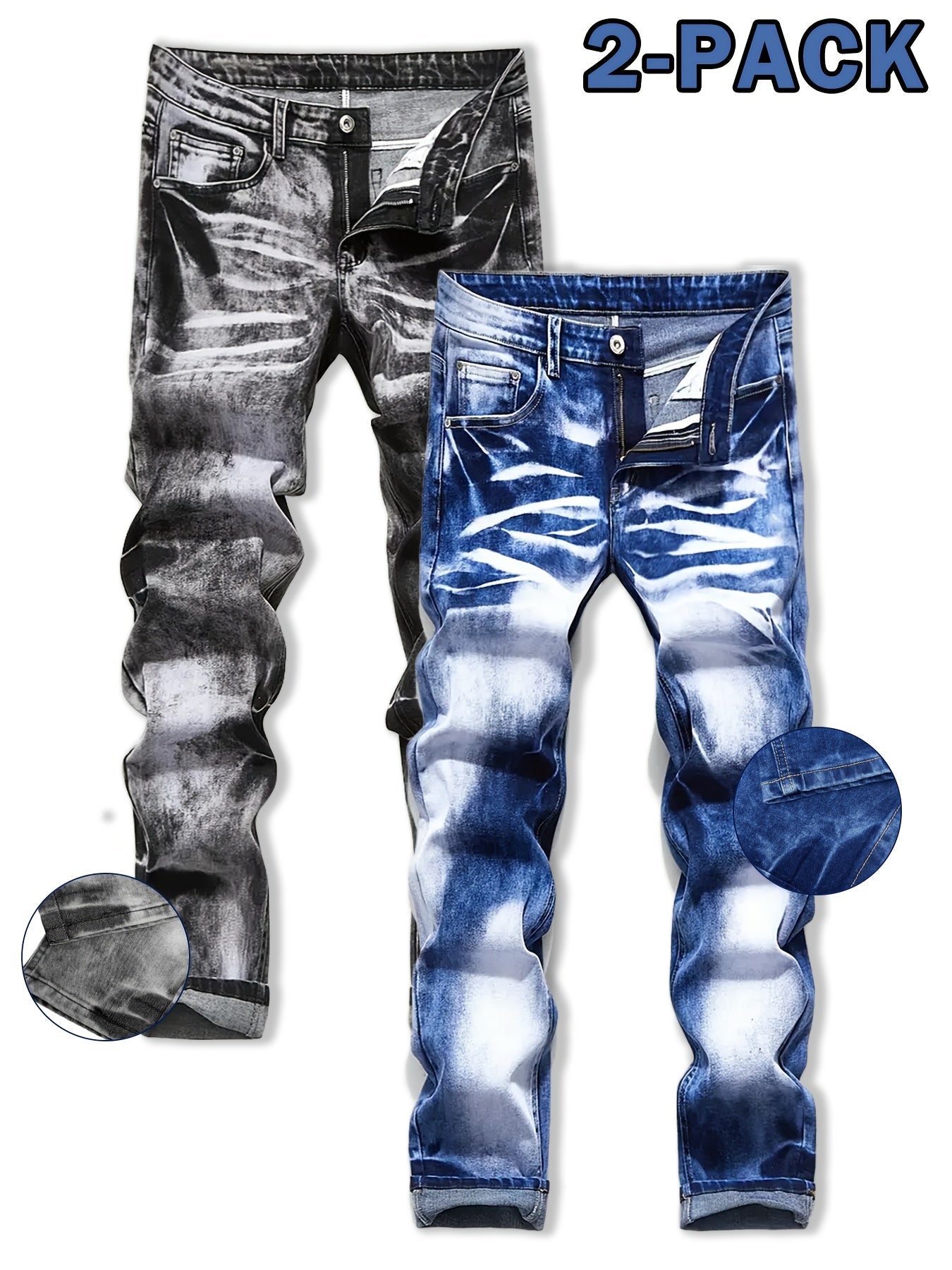 Men's Black+Blue Denim Jeans - product view 10
