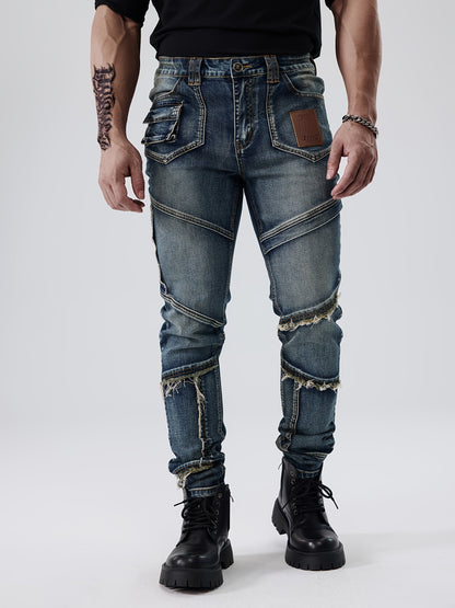 Men's Sea Blue Denim Slim-Fit Jeans - product view 6