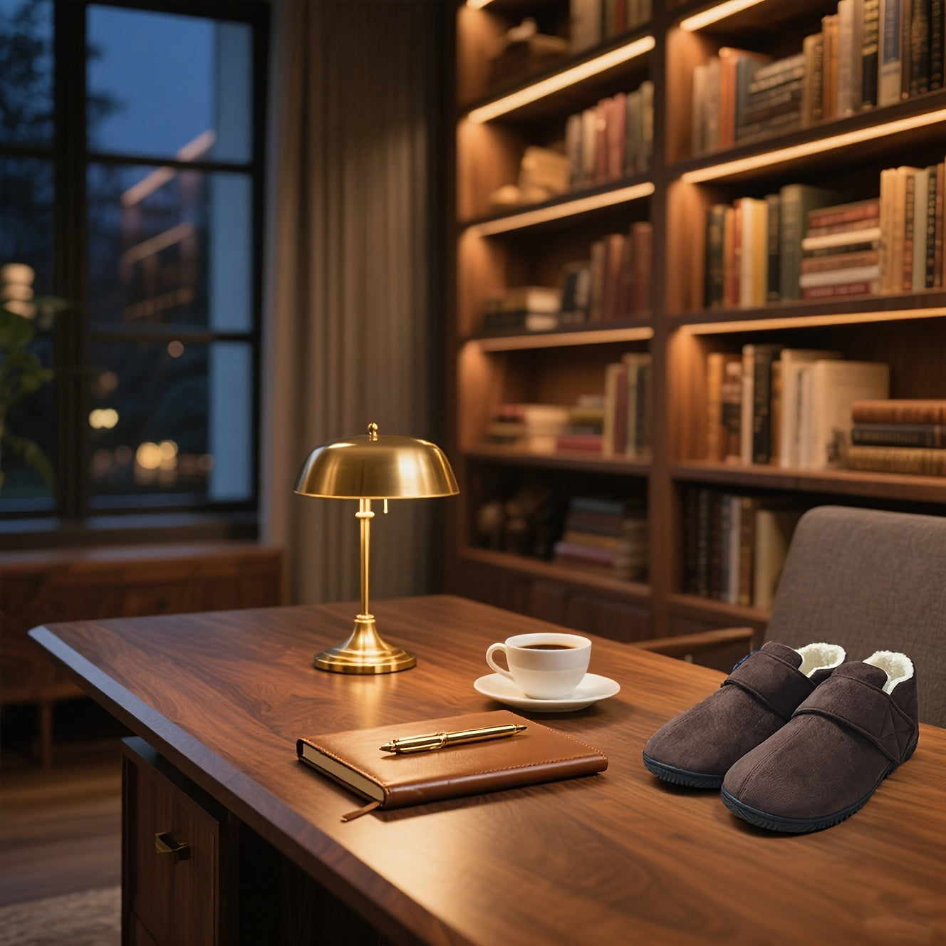 Men's Dark Gray Velvet Shoes - product view 3