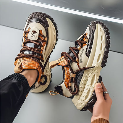 Men's Dark Brown Lace Graphic Shoes - product view 3