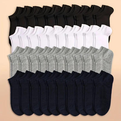 Men's Solid Color Ankle Socks - 40-Pair Pack