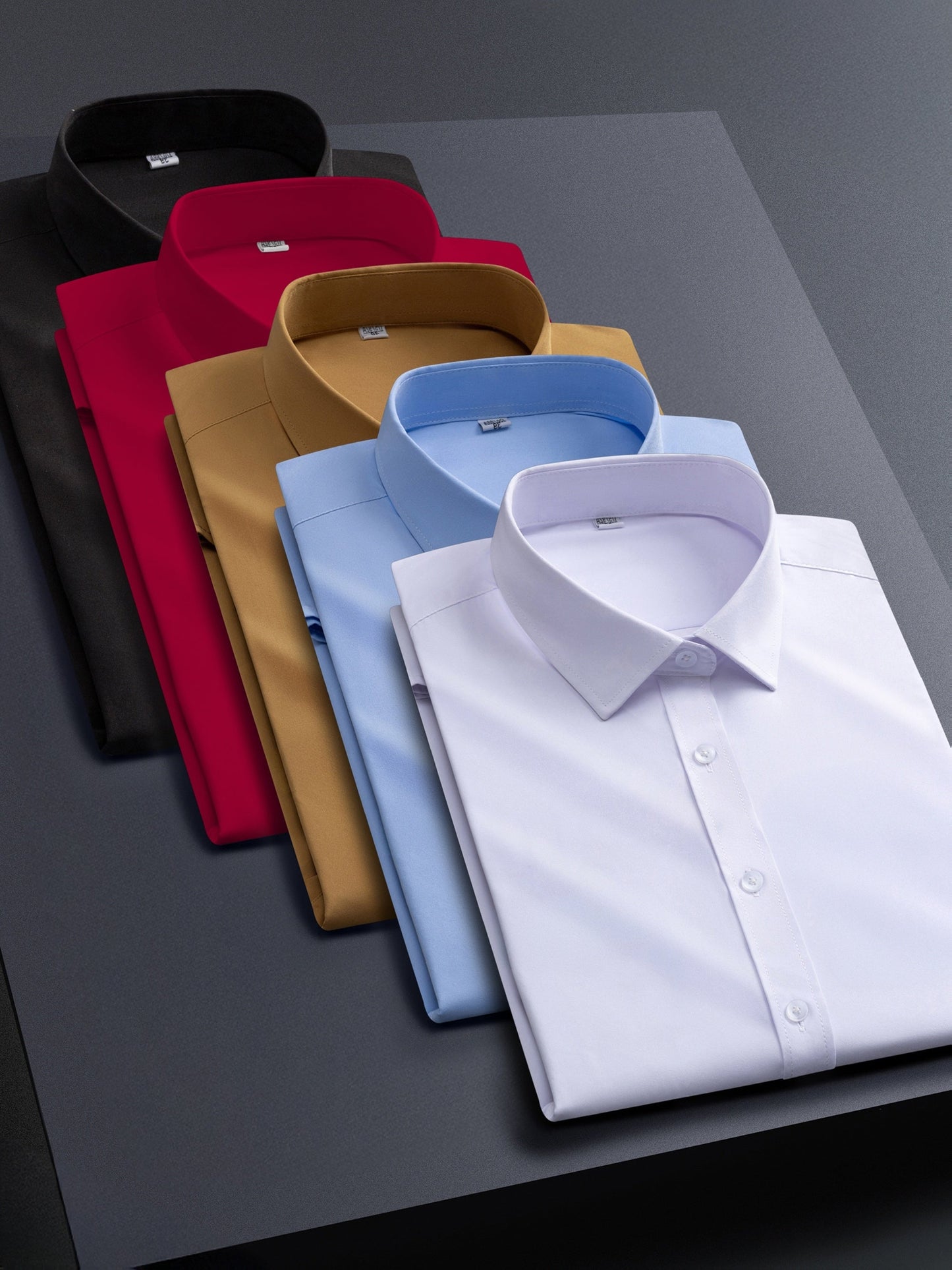 Men's Solid Color Dress Shirt - Classic Neck Long Sleeve 974373