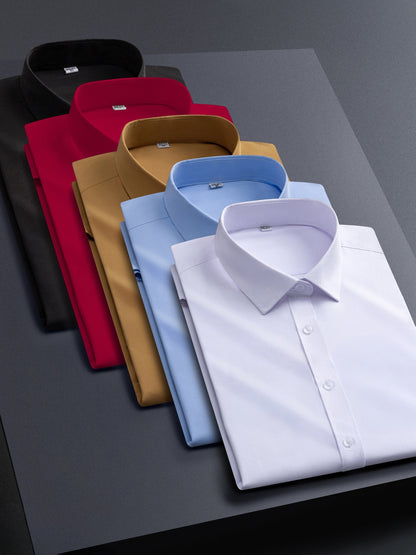 Men's Solid Color Dress Shirt - Classic Neck Long Sleeve 974373