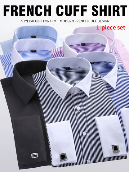 Men's Solid Color Dress Shirt - Classic Neck Short Sleeve 265829