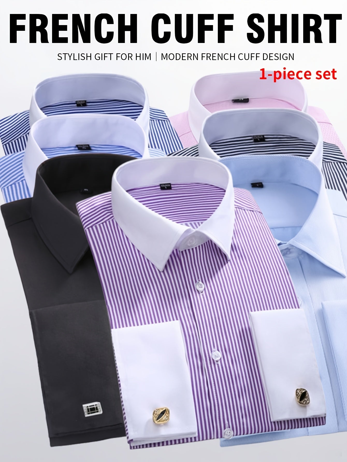 Men's Solid Color Dress Shirt - Classic Neck Short Sleeve 265829