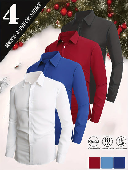 Men's White + navy + burgundy + black Long-Sleeve Shirt - product view 6