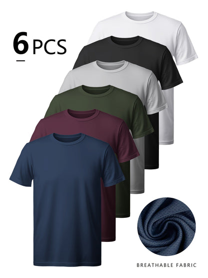 6 Pc Men'S Athletic T Shirts 100 Polyester Quick Dry Moisture Wicking Crew Neck - product view 9