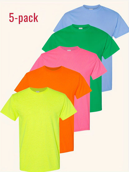 Men's Solid Color T-Shirt - Classic Neck Short Sleeve 079589