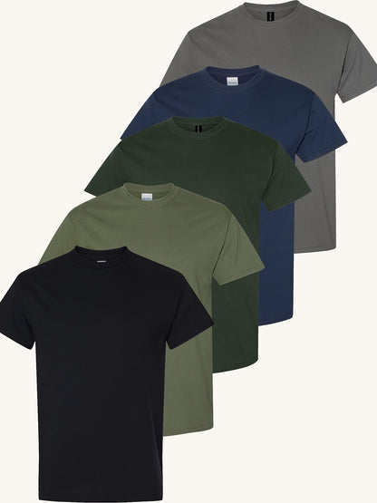 Men's Solid Color T-Shirt - Classic Neck Short Sleeve 079589
