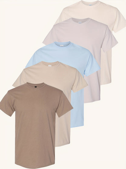 Men's Solid Color T-Shirt - Classic Neck Short Sleeve 079589