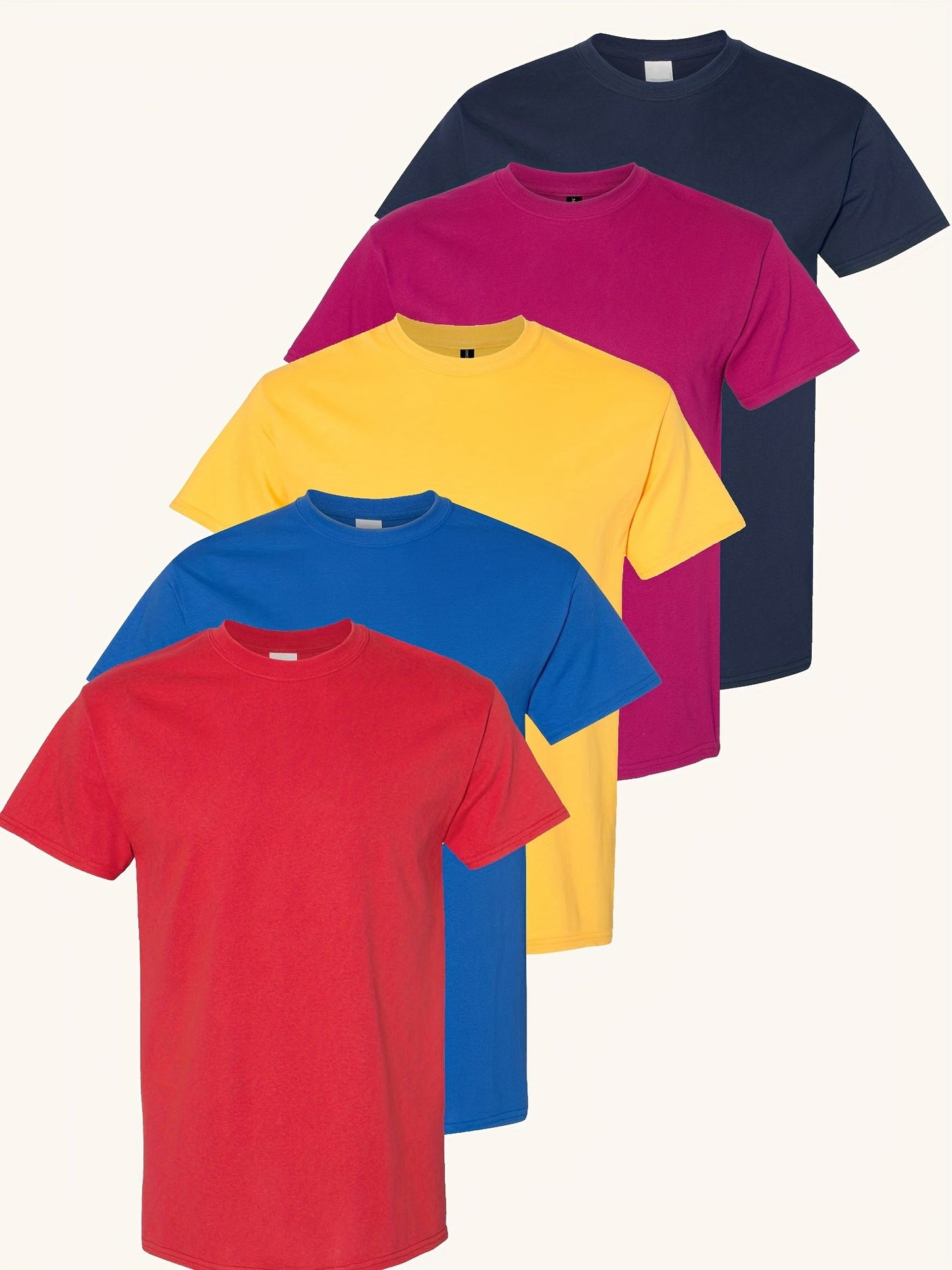 Men's Solid Color T-Shirt - Classic Neck Short Sleeve 079589