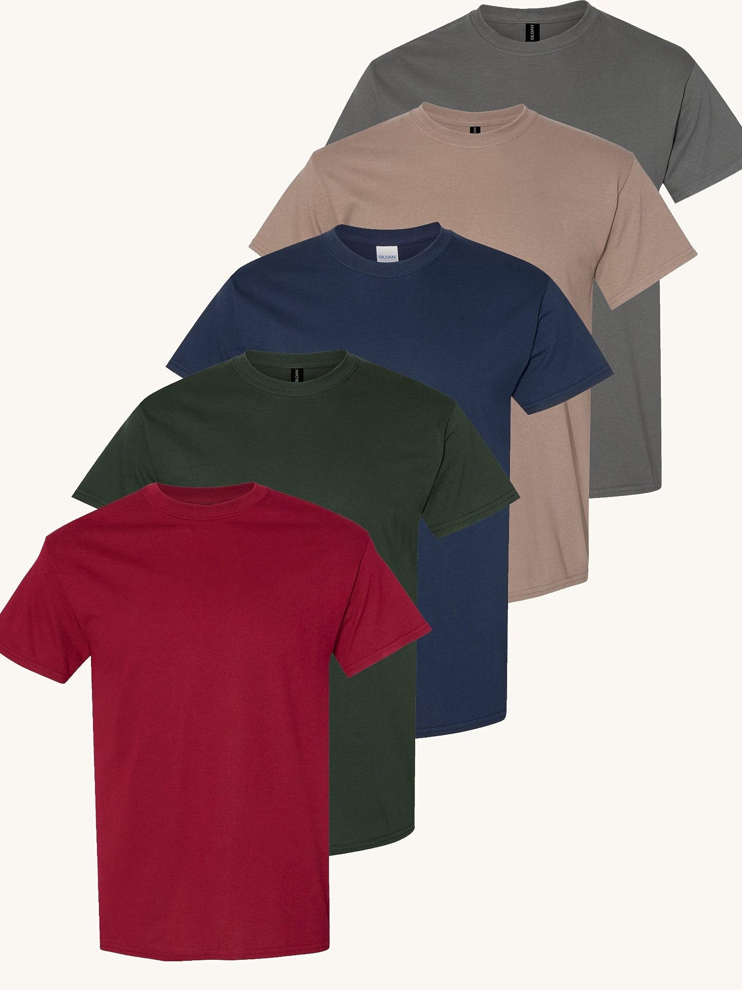 Men's Solid Color T-Shirt - Classic Neck Short Sleeve 079589
