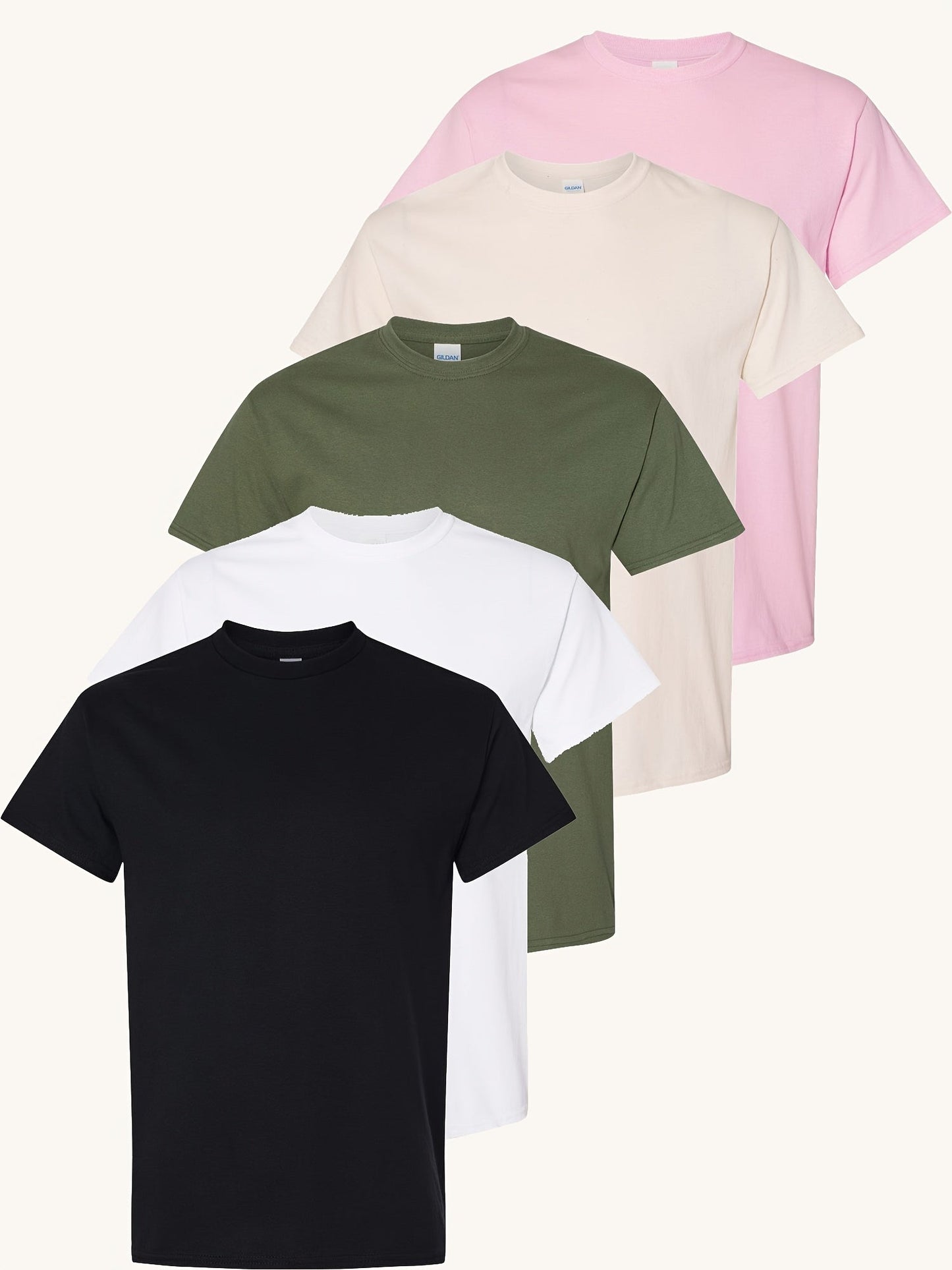 Men's Solid Color T-Shirt - Classic Neck Short Sleeve 079589