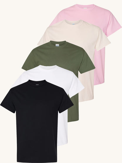 Men's Solid Color T-Shirt - Classic Neck Short Sleeve 079589