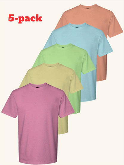 Men's Solid Color T-Shirt - Classic Neck Short Sleeve 079589