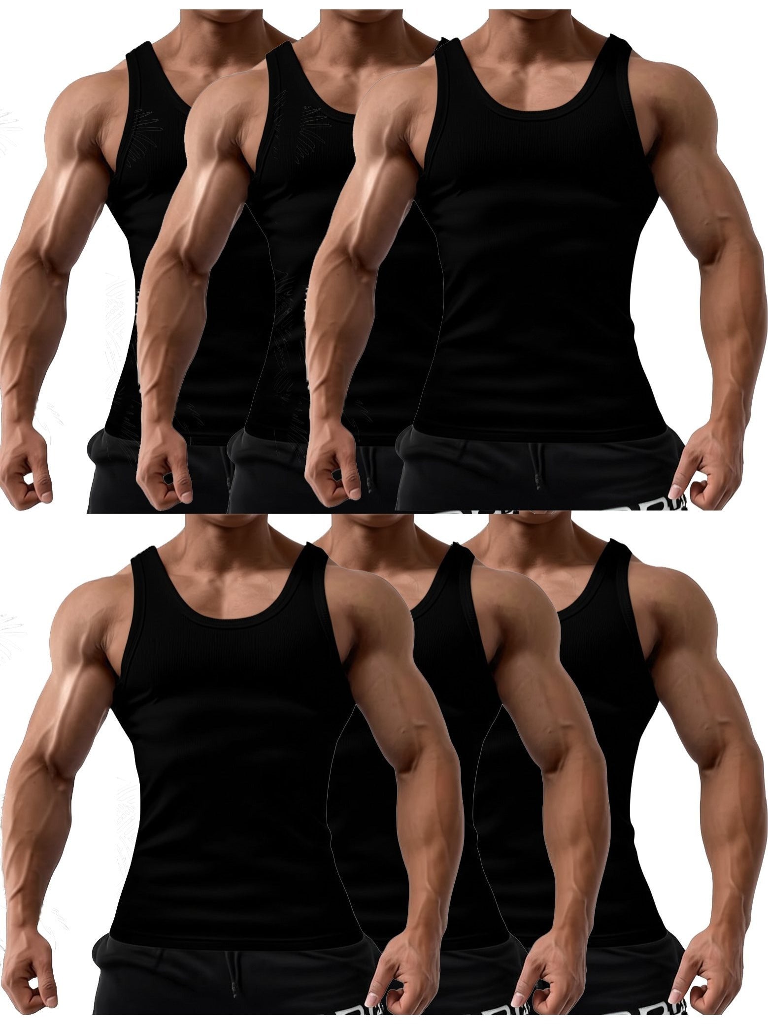 Men's Black Cotton Slim-Fit Sleeveless Tank Top - product view 4