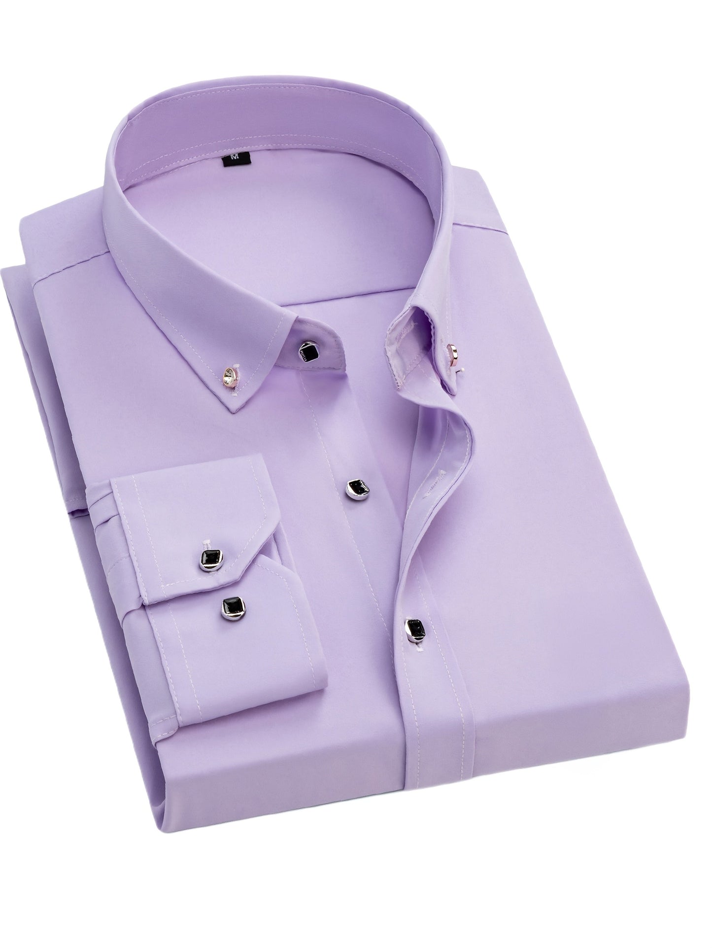 Men's Solid Long Sleeve Dress Shirt - Statement Button