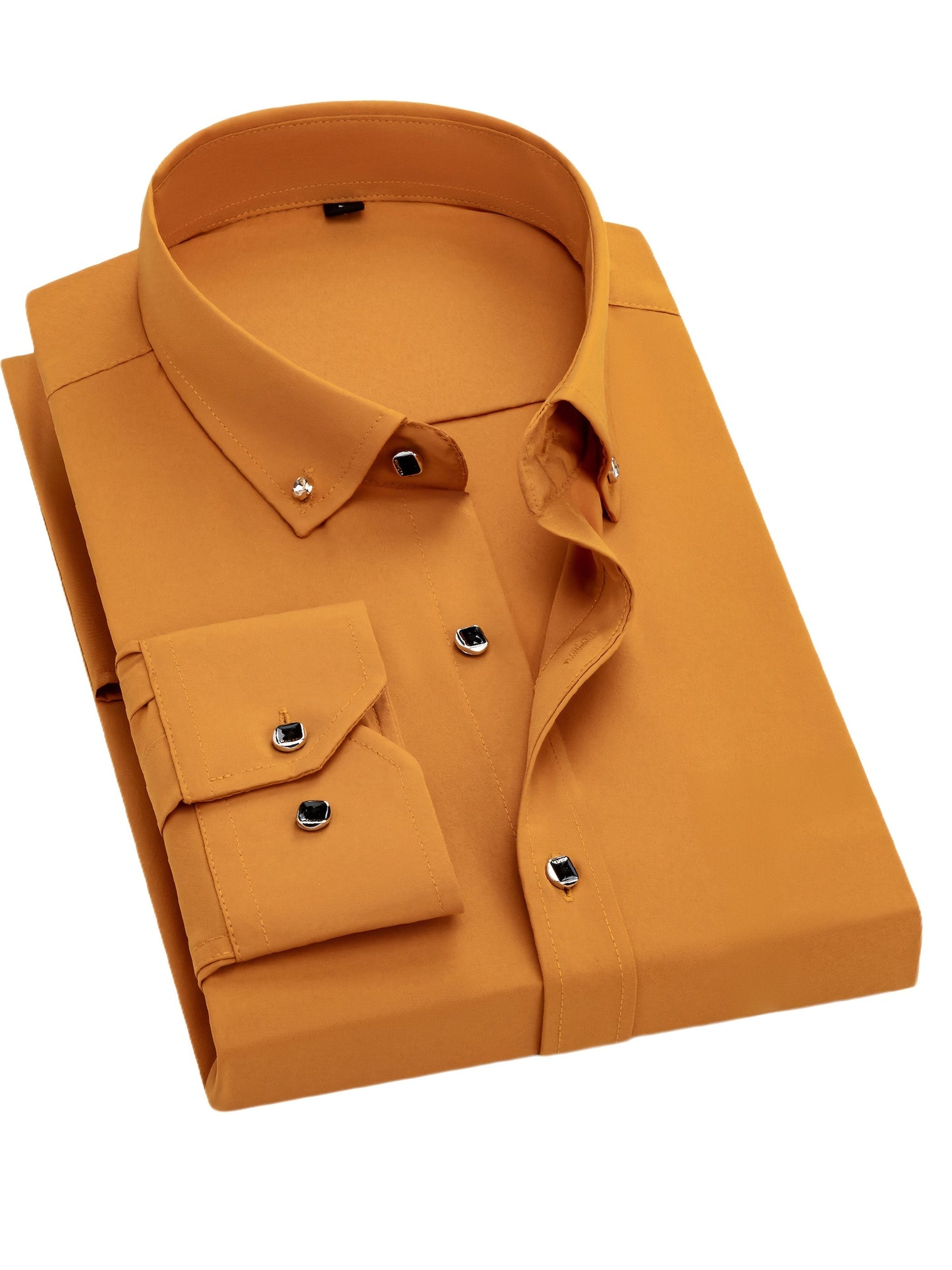 Men's Solid Long Sleeve Dress Shirt - Statement Button