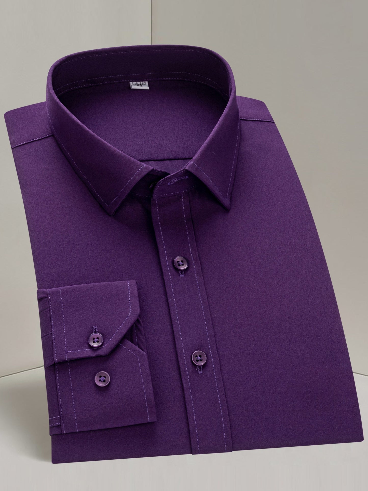 Men's White Polyester Long-Sleeve Dress - product view 52