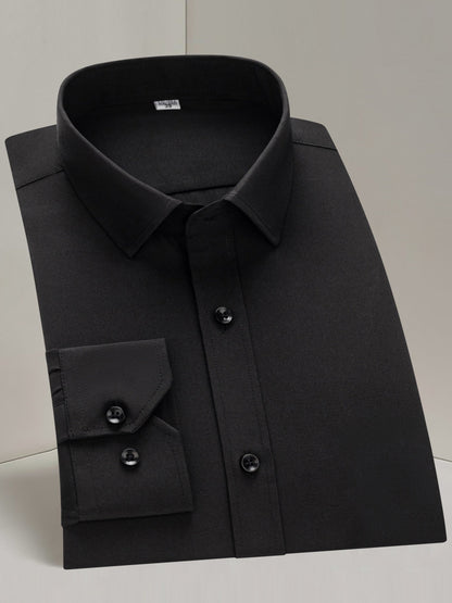 Men's Solid Long Sleeve Dress Shirt - Stretch