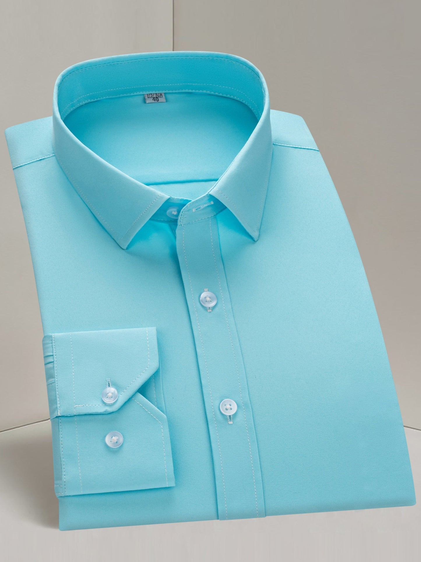 Men's Solid Long Sleeve Dress Shirt - Stretch