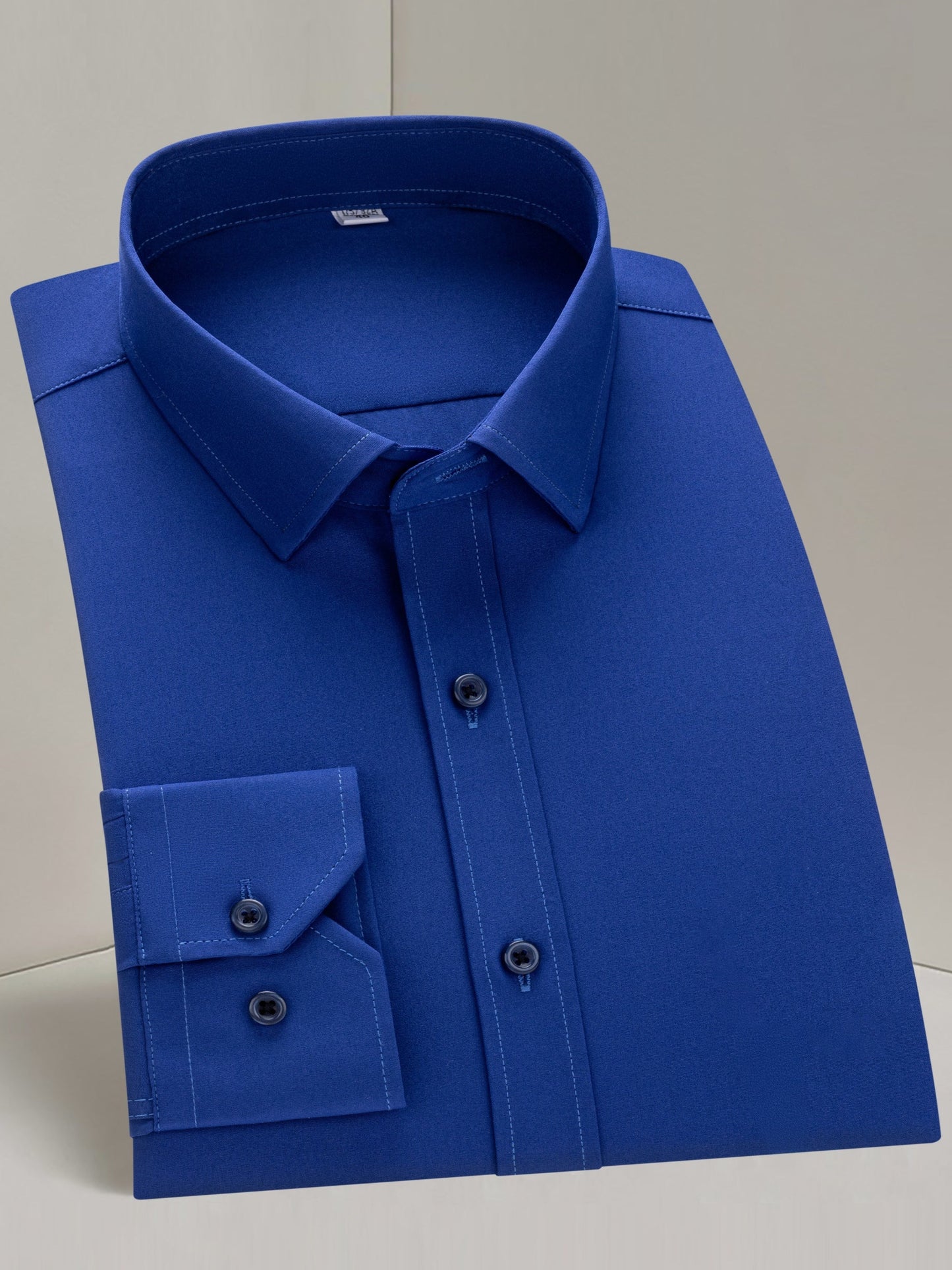 Men's White Polyester Long-Sleeve Dress - product view 48