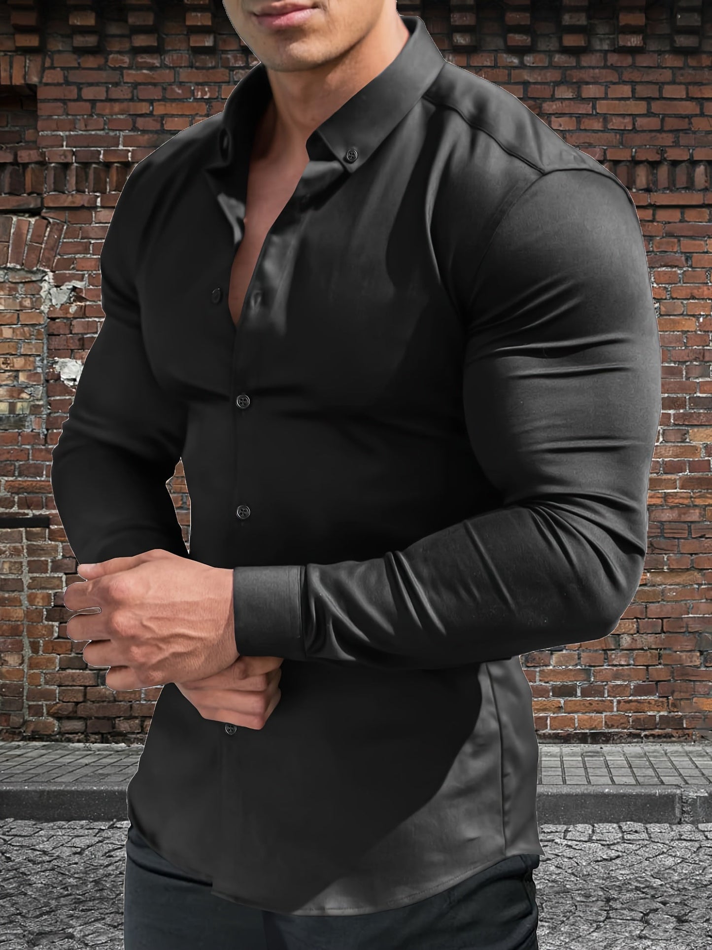 Men's White Rayon Slim-Fit Long-Sleeve Dress - product view 10