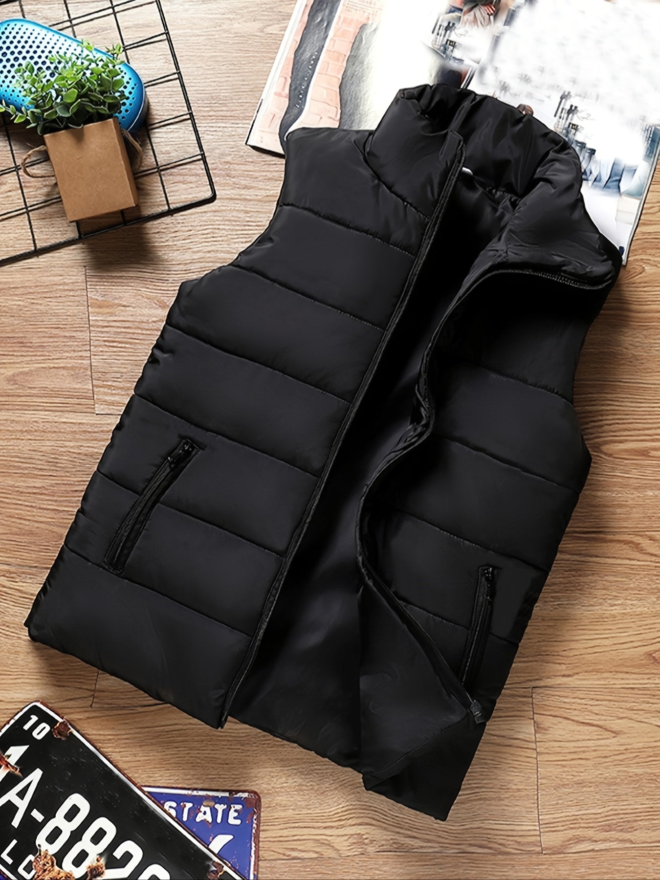 Men'S Vest Suitable for Fall And Winter Featuring a Stand Up Collar Zippered - product view 9