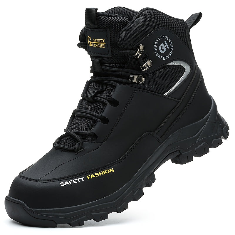 Men's Steel-Toe Work-Style Boots - Rubber Traction Sole and Cushioned Insole variant image
