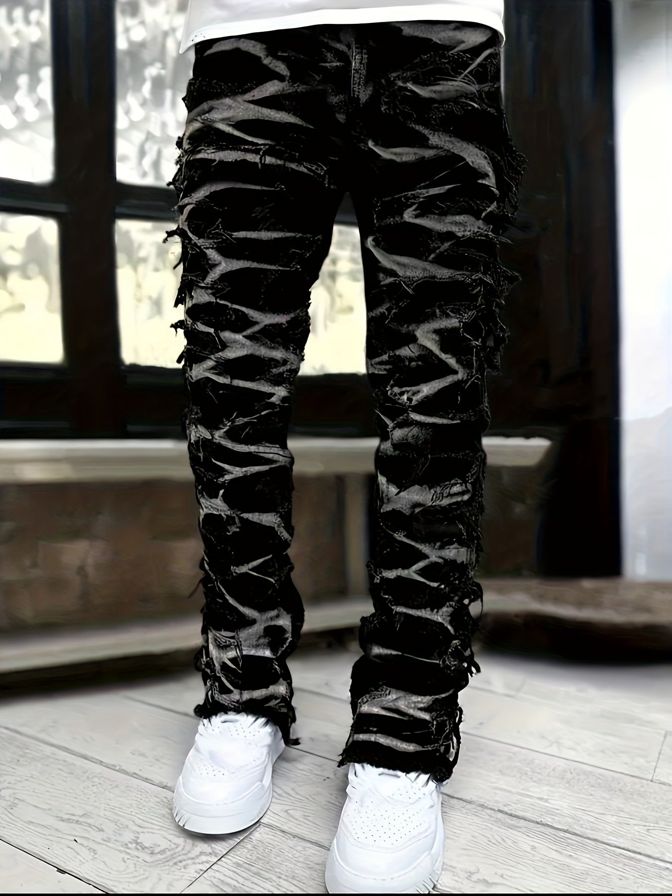 Men's Straight Leg Jeans - Black Denim Clean Finish Modern 636645