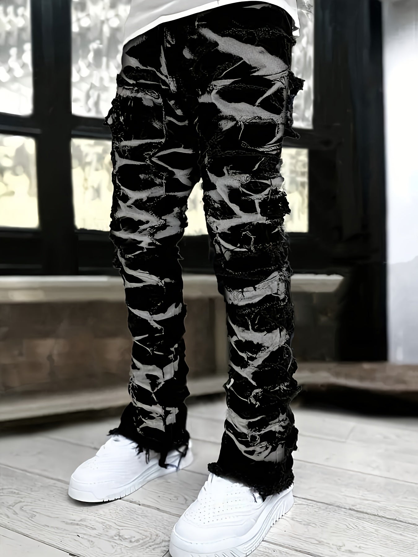 Men's Straight Leg Jeans - Black Denim Clean Finish Modern 636645