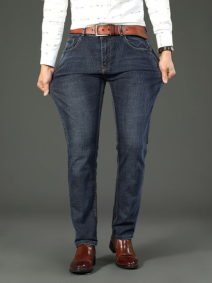 Men's Straight Leg Jeans - Black Denim Clean Finish Streetwear